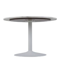 Tama White Marble Dining Table Round In Metal Base