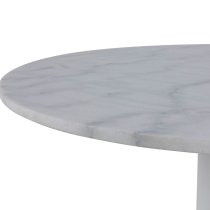 Tama White Marble Dining Table Round In Metal Base