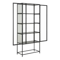 Sparks Wooden Display Cabinet With 2 Glass Doors In Black