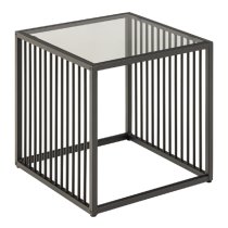 Seattle Smoked Glass Side Table With Metal Frame In Black