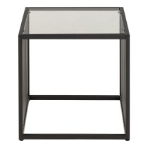 Seattle Smoked Glass Side Table With Metal Frame In Black