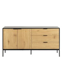 Sparks Wooden Sideboard With 2 Doors 3 Drawers In Oak And Black