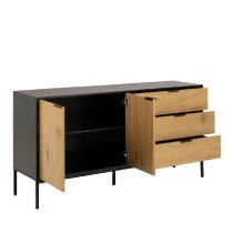 Sparks Wooden Sideboard With 2 Doors 3 Drawers In Oak And Black