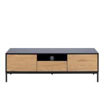 Sparks Wooden TV Stand With 2 Doors 1 Drawer In Oak And Black