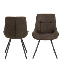 Walker Anthracite Fabric Dining Chairs With Black Legs In Pair