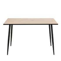 Warren Wooden Dining Table With Black Legs In White Oak