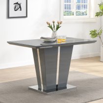 Memphis Small Grey Gloss Dining Table With 4 Vesta Black Chairs