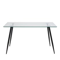 Warren Clear Glass Dining Table Rectangular With Black Legs