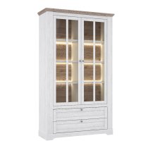 Iloppa Wooden Display Cabinet With 2 Door 2 Drawer In Snowy Oak