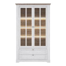 Iloppa Wooden Display Cabinet With 2 Door 2 Drawer In Snowy Oak