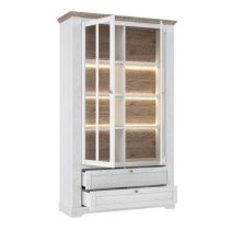 Iloppa Wooden Display Cabinet With 2 Door 2 Drawer In Snowy Oak