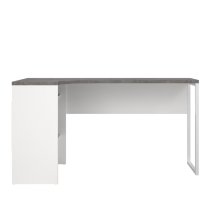 Frosk Wooden Corner Laptop Desk With 2 Drawers In White And Grey