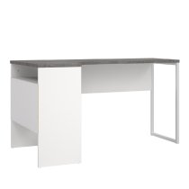 Frosk Wooden Corner Laptop Desk With 2 Drawers In White And Grey