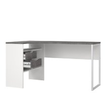 Frosk Wooden Corner Laptop Desk With 2 Drawers In White And Grey