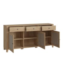 Cicero Wooden Sideboard With 3 Doors 3 Drawers In Oak