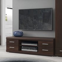 Impro Wooden TV Stand With 4 Drawers In Dark Mahogany