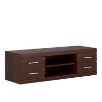 Impro Wooden TV Stand With 4 Drawers In Dark Mahogany