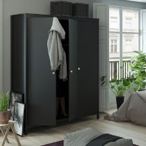 Macron Wooden Bedroom Set With 3 Door Wardrobe In Black