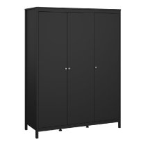 Macron Wooden Bedroom Set With 3 Door Wardrobe In Black