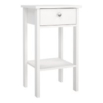 Macron Wooden Bedside Cabinet With 1 Drawer In White