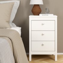 Macron Wooden Bedside Cabinet With 3 Drawers In White