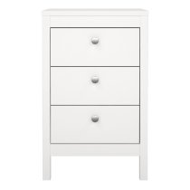 Macron Wooden Bedside Cabinet With 3 Drawers In White