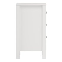 Macron Wooden Bedside Cabinet With 3 Drawers In White