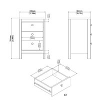 Macron Wooden Bedside Cabinet With 3 Drawers In White