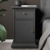 Paroya Wooden Bedside Cabinet With 1 Door 1 Drawer In Matt Grey