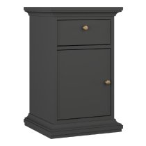 Paroya Wooden Bedside Cabinet With 1 Door 1 Drawer In Matt Grey