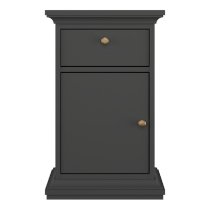 Paroya Wooden Bedside Cabinet With 1 Door 1 Drawer In Matt Grey