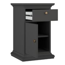 Paroya Wooden Bedside Cabinet With 1 Door 1 Drawer In Matt Grey