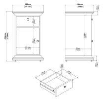 Paroya Wooden Bedside Cabinet With 1 Door 1 Drawer In Matt Grey