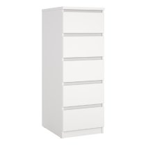 Nakou Wooden Chest Of 5 Drawers Tall In White