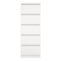 Nakou Wooden Chest Of 5 Drawers Tall In White