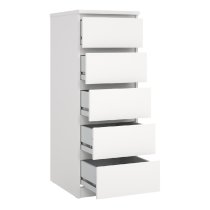 Nakou Wooden Chest Of 5 Drawers Tall In White