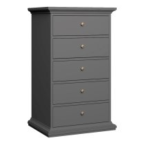 Paroya Wooden Chest Of 5 Drawers In Matt Grey