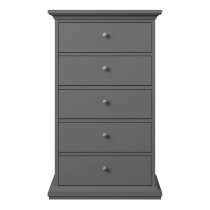 Paroya Wooden Chest Of 5 Drawers In Matt Grey