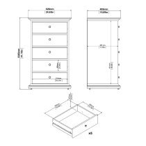 Paroya Wooden Chest Of 5 Drawers In Matt Grey