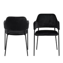 Laconia Black Velvet Dining Chairs With Metal Frame In Pair