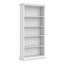 Parayo Wooden Bookcase With 4 Shelves In White