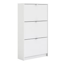 Shovy Wooden Shoe Cabinet With 3 Flip Doors In White