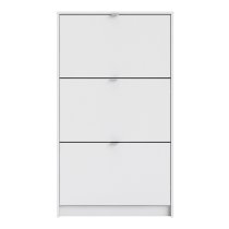 Shovy Wooden Shoe Cabinet With 3 Flip Doors In White