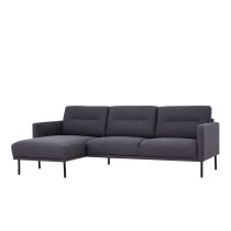 Nexa Fabric Left Handed Corner Sofa With Black Leg In Anthracite