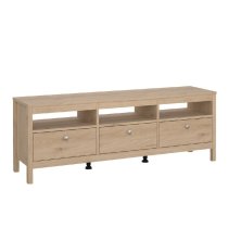 Macron Wooden TV Stand With 3 Drawers In Oak