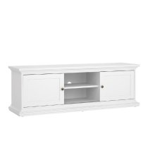 Parayo Wooden TV Stand With 2 Sliding Doors In White