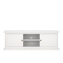 Parayo Wooden TV Stand With 2 Sliding Doors In White