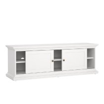 Parayo Wooden TV Stand With 2 Sliding Doors In White