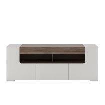 Tortola High Gloss TV Stand With 2 Doors In White And Oak