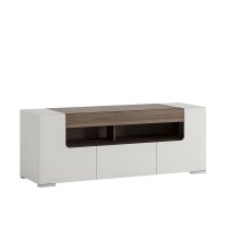 Tortola High Gloss TV Stand With 2 Doors In White And Oak